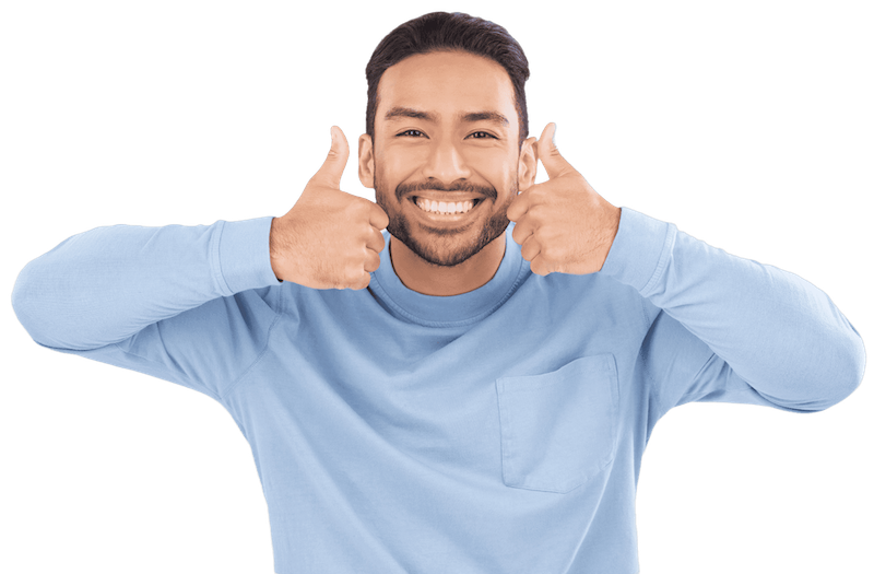 A man showing thumbs up