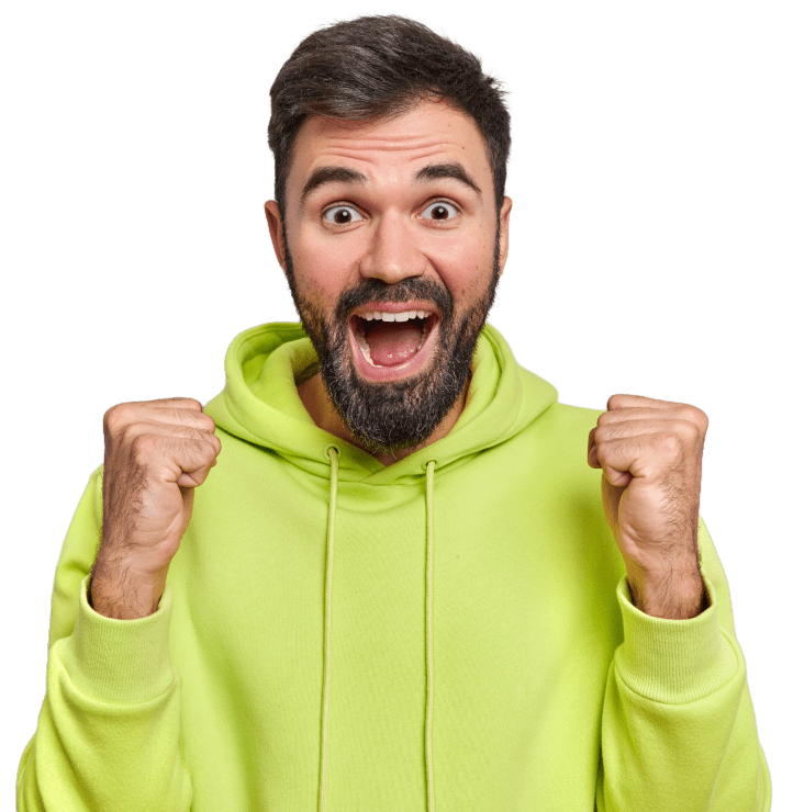 A man is excited about CashnGo's quick loans