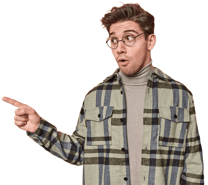 A curious man looking towards the Fundency FAQs